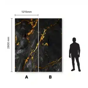 Płyta węglowa Dark Lava realny wymiar 280x121,5 w porównaniu z człowiekiem